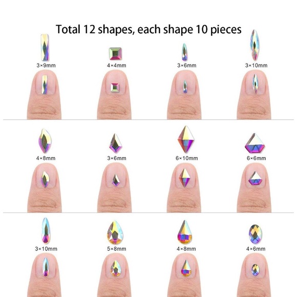 120 Pcs Multi Shapes Glass Crystal AB Rhinestones - Picture 4 of 7